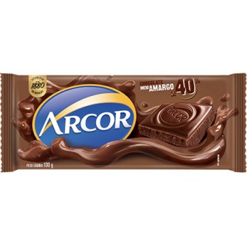 CHOCOLATE ARCOR MEIO AMARGO 40 DE CACAU 80 GR