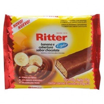 CEREAL BARRA RITTER LIGHT BANAN/CHOC C/ 3 UND