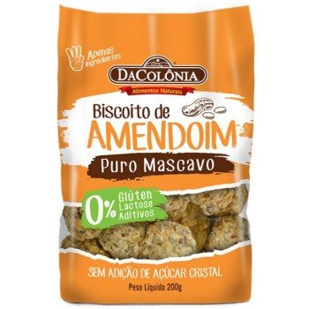 BISCOITO DA COLONIA AMENDOIM MASCAVO ZERO 200 GR