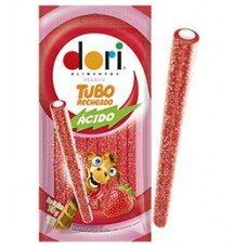 BALA DORI TUBO RECHEADO ÁCIDO MORANGO 70GR