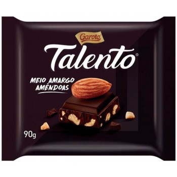 CHOCOLATE GAROTO TALENTO MEIO AMARGO AMENDOAS 85G