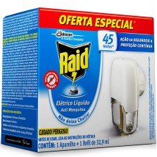 INSETICIDA RAID 45 NOITES APARELHO/REFIL 32.9ML