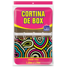 CORTINA P/BOX  PLASTLEO ESTAMPADA C/GANCHOS REF615
