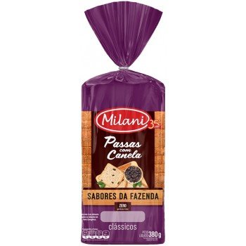 PÃO INTEGRAL PASSAS COM CANELA MILANI 380G