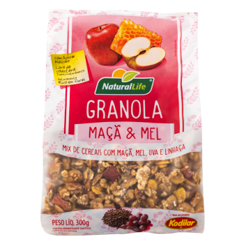 GRANOLA NATURAL LIFE MAÇÃ E MEL 300G