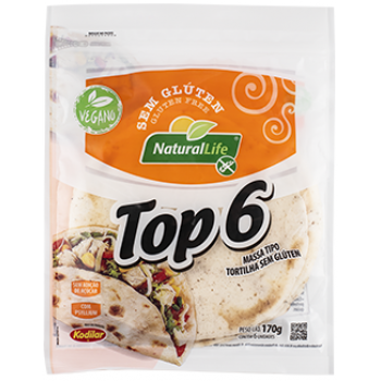 TORTILHA NATURAL LIFE TOP 6 SEM GLUTEN 170 GR