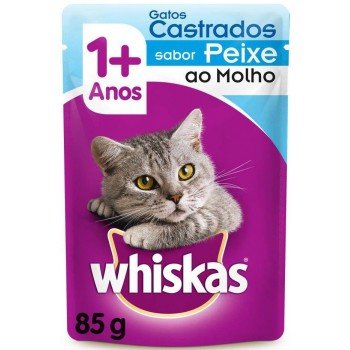 RAÇÃO WHISKAS GATOS CASTRADOS PEIXE 85GR