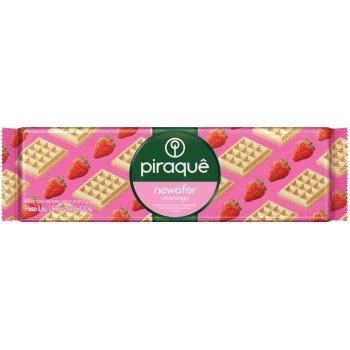 BISCOITO PIRAQUE NEWAFER MORANGO 100 GR