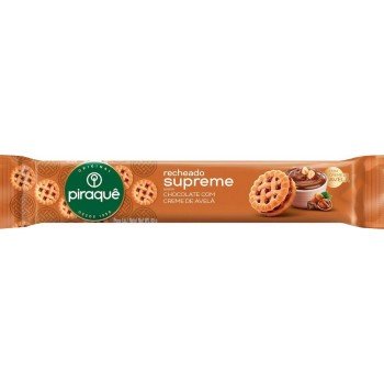 BISCOITO PIRAQUE RECHEADO SUPREME CHOC AVELÃ 80G