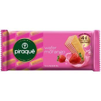 BISCOITO PIRAQUE WAFER MORANGO 100 GR