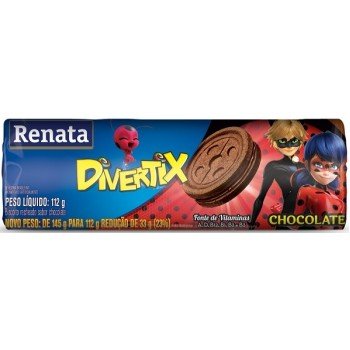 BISCOITO RENATA DIVERTIX RECHEADO CHOCOLATE 112 GR