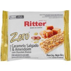 CEREAL BARRA RITTER ZERO CARAMELO AMENDOIM C/3 66G