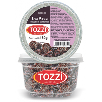 UVA PASSAS TOZZI PRETA SEM SEMENTE 180 GR