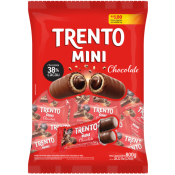 WAFER RECHEADO TRENTO MINI CHOCOLATE PCT 800 GR