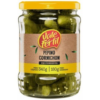 PEPINO EM CONSERVA CORNICHON VALE FÉRTIL VD 180G